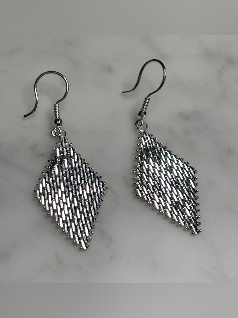 Sterling Silver Mesh Drop Earrings - Women Jewelry